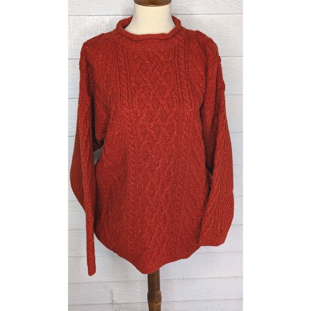 Vintage Doogan Donegal Sweater Size M Cable Knit 100% Wool Ireland
